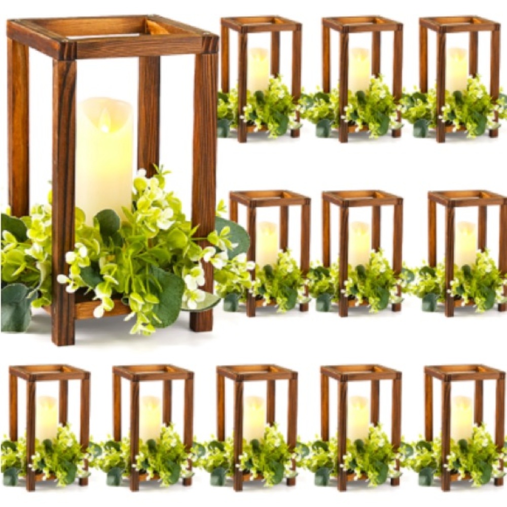 12 Set Wooden Wedding Lantern Centerpiece